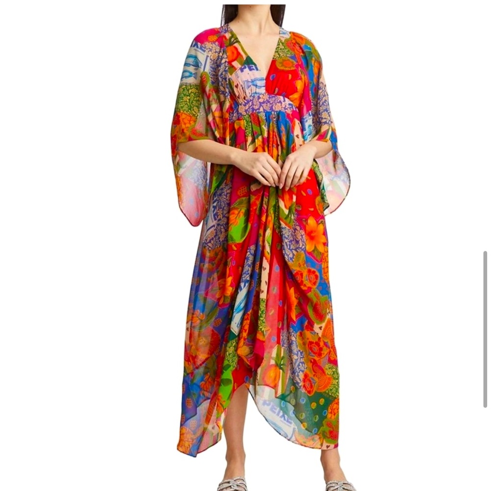 FARM Rio Bold Red Multicolor Floral Paisley Maxi Dress
